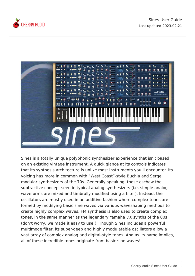 Page n°1 - Manuel utilisateur Cherry Audio Sines