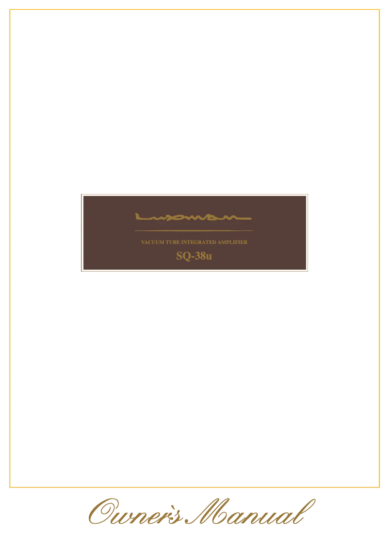 Page n°1 - Manuel utilisateur Luxman SQ-38u
