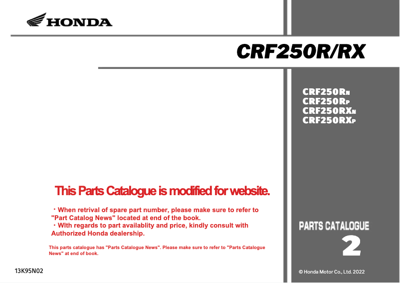 Imagen de la primera página del manual del dispositivo CRF250RX (2023)