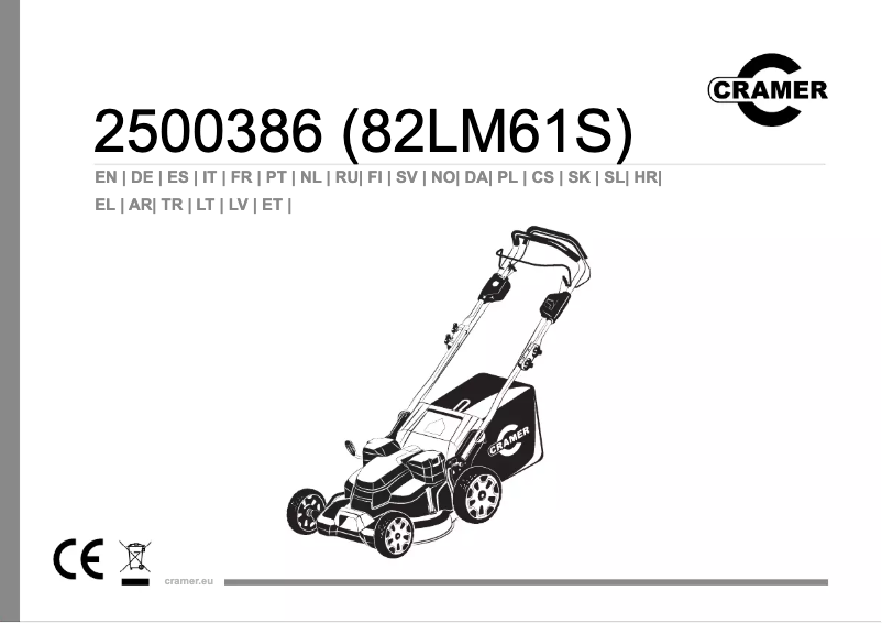 Page 1 de la notice Manuel utilisateur Cramer 82LM61S