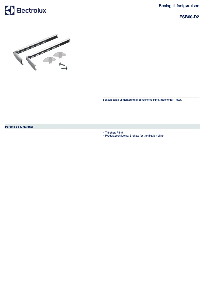 Page 1 de la notice Manuel utilisateur AEG ESB60-D2