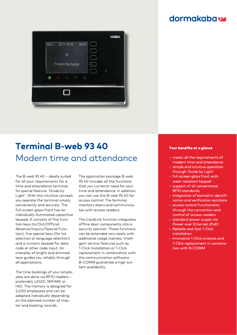 Image de la première page du manuel de l'appareil B-web 93 40