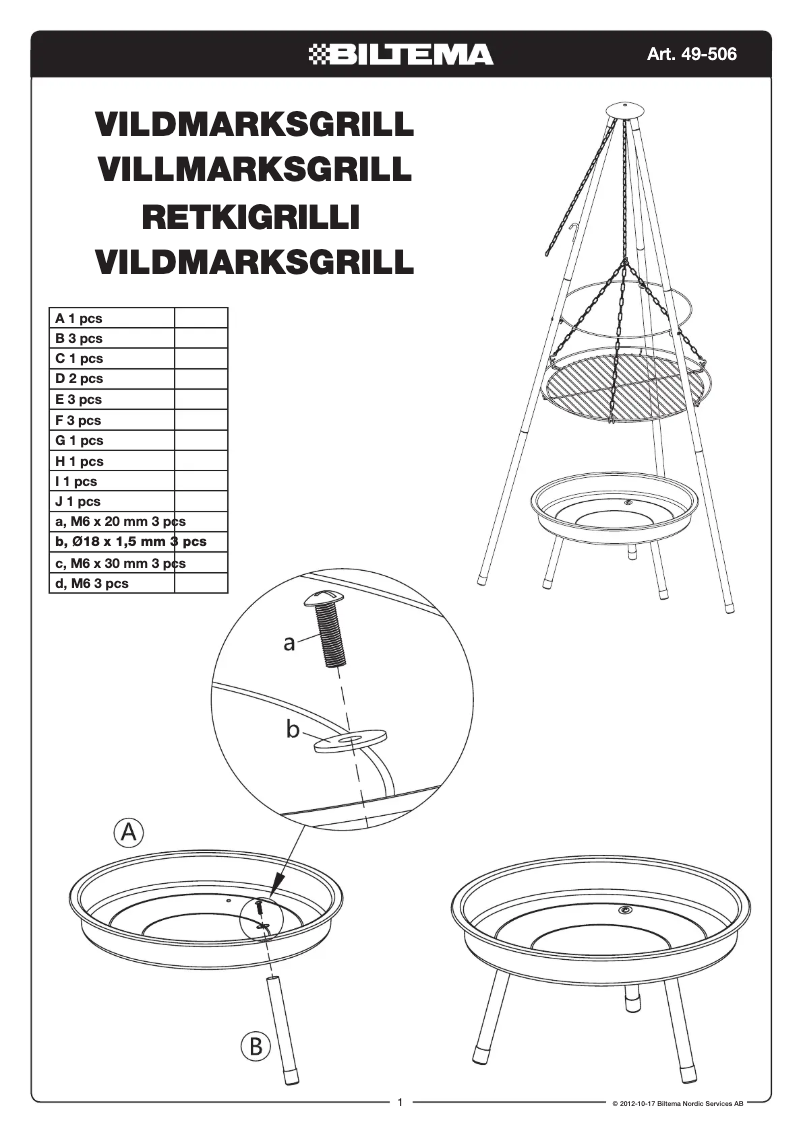 Page 1 de la notice Manuel utilisateur Biltema 49-506