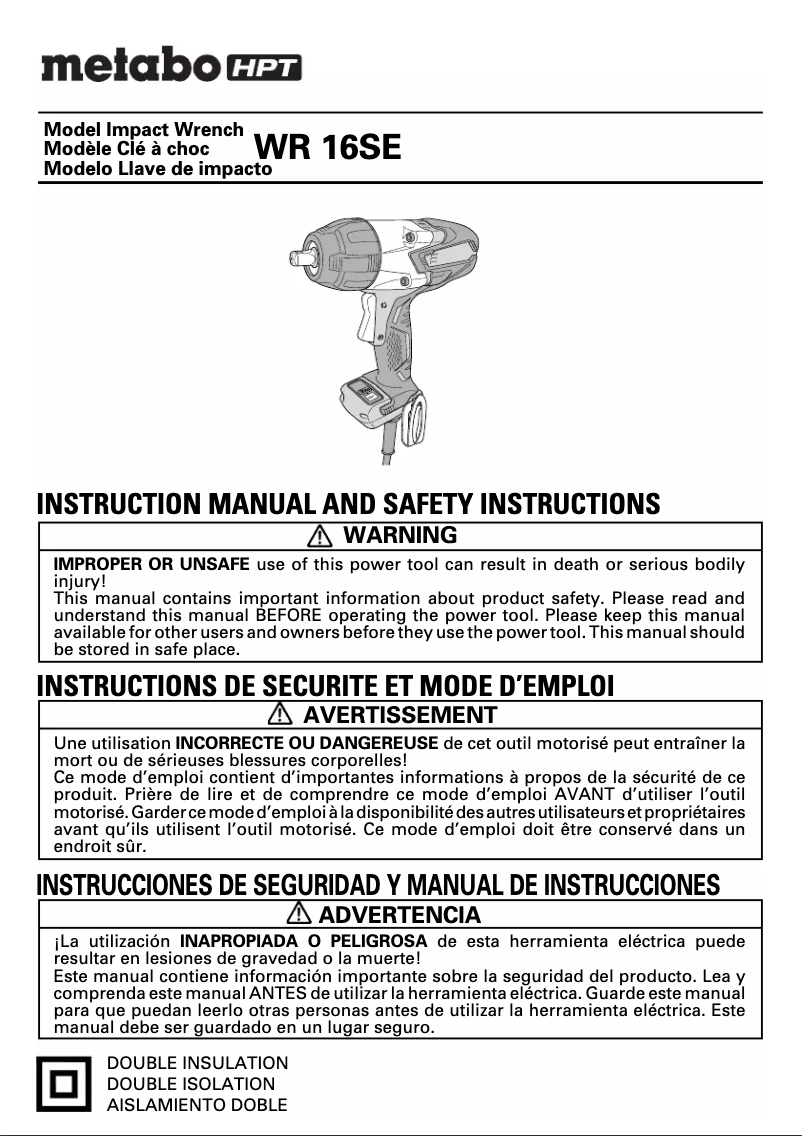 Image de la première page du manuel de l'appareil WR 16SE