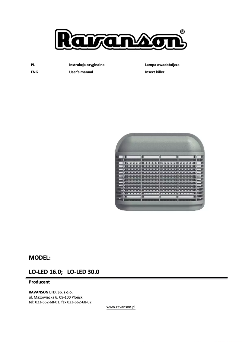 Page n°1 - Manuel utilisateur Ravanson LO-LED 30.0