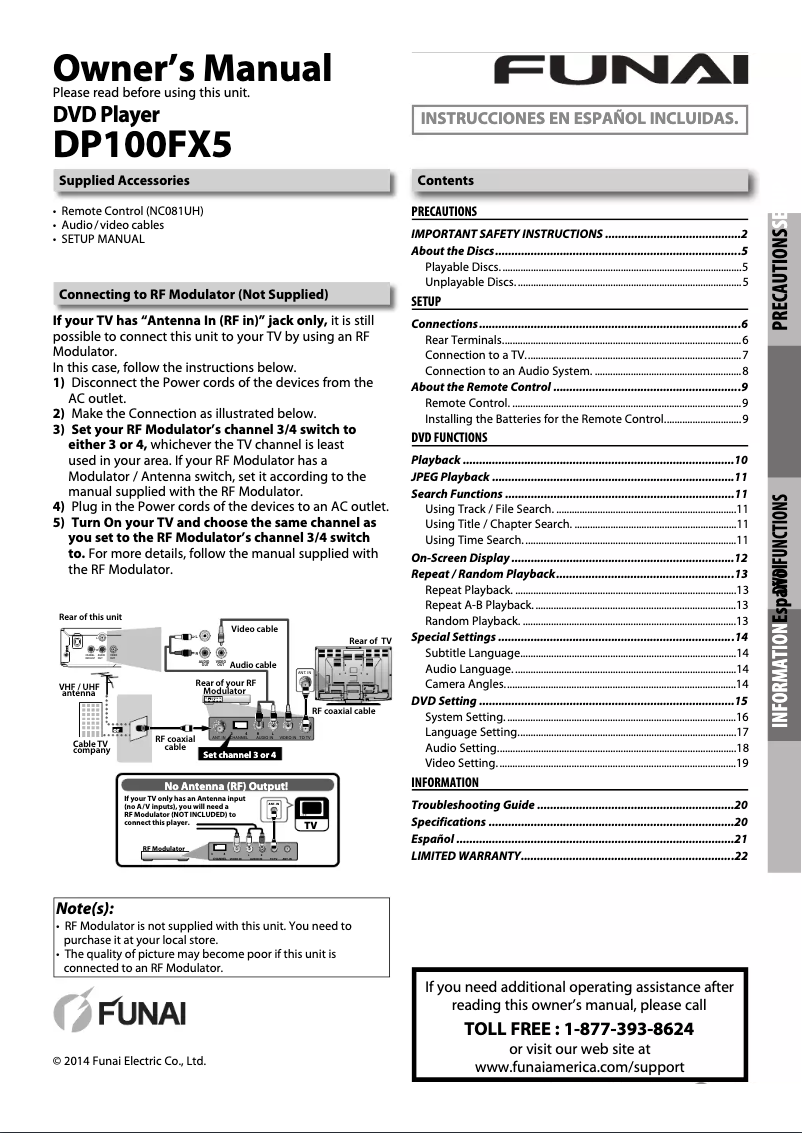 Page 1 de la notice Manuel utilisateur Funai DP100FX5