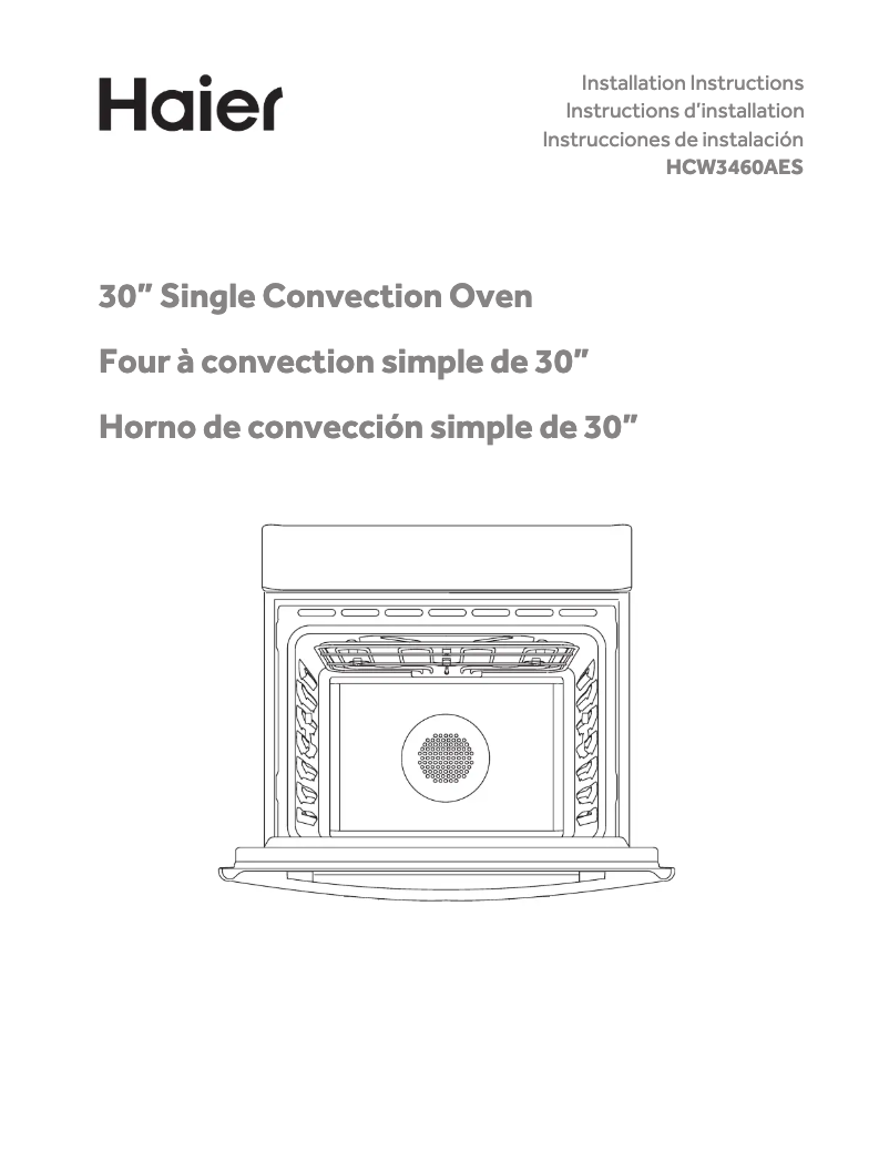 Page 1 de la notice Guide d'installation Haier HCW3460AES