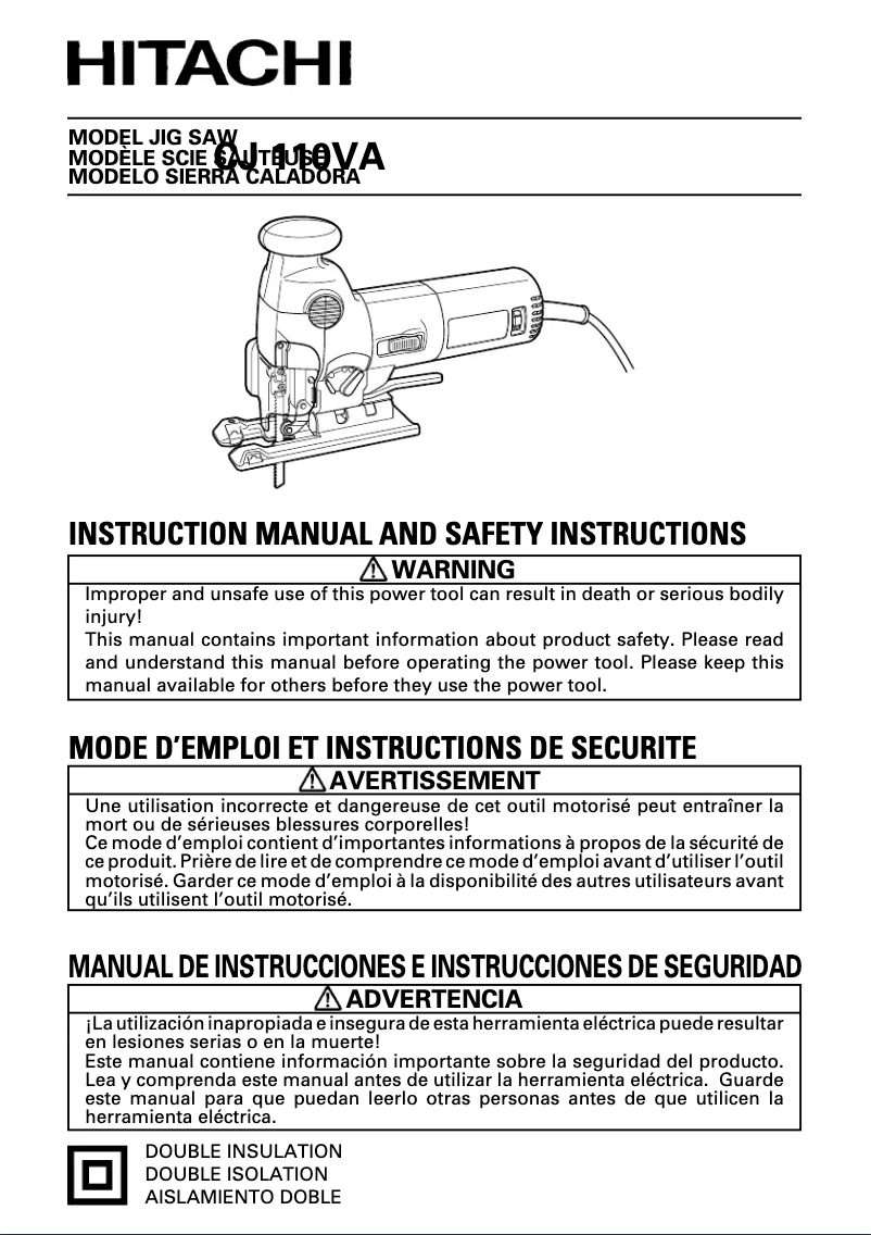 Page n°1 - Manuel utilisateur Hitachi CJ 110VA