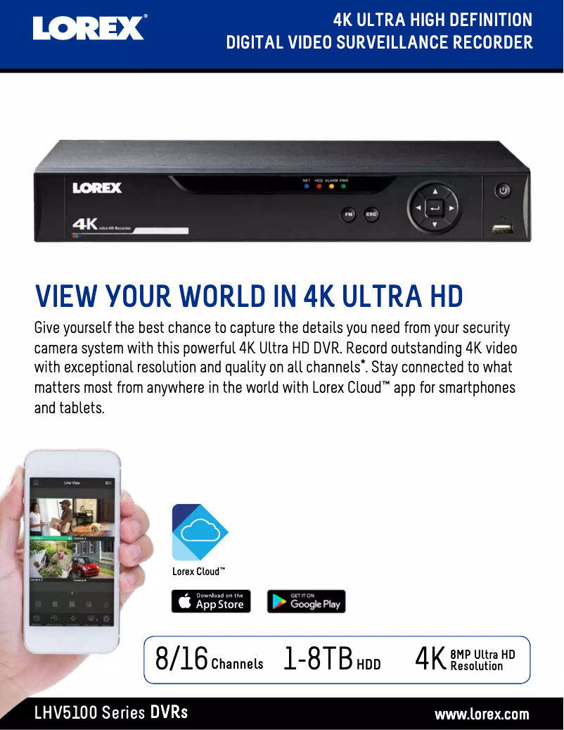 Página 1 del manual Ficha técnica Lorex LHV51164T