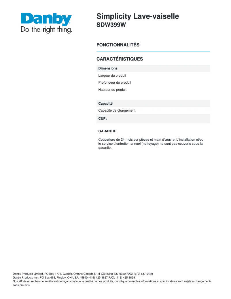 Image de la première page du manuel de l'appareil SDW399W