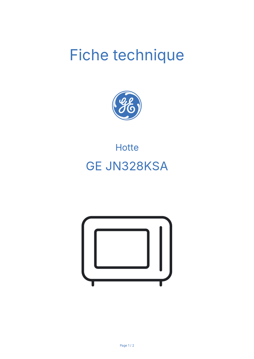 Page n°1 - Fiche technique GE JN328KSA