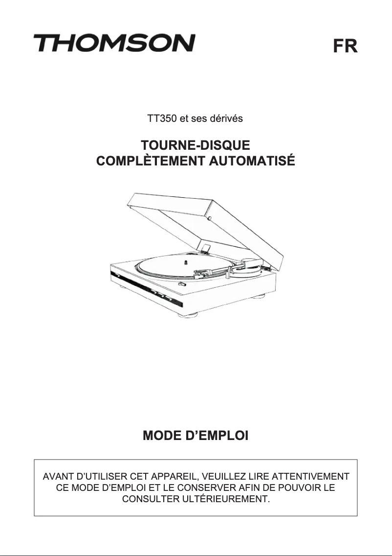 Page 1 de la notice Manuel utilisateur Thomson TT350