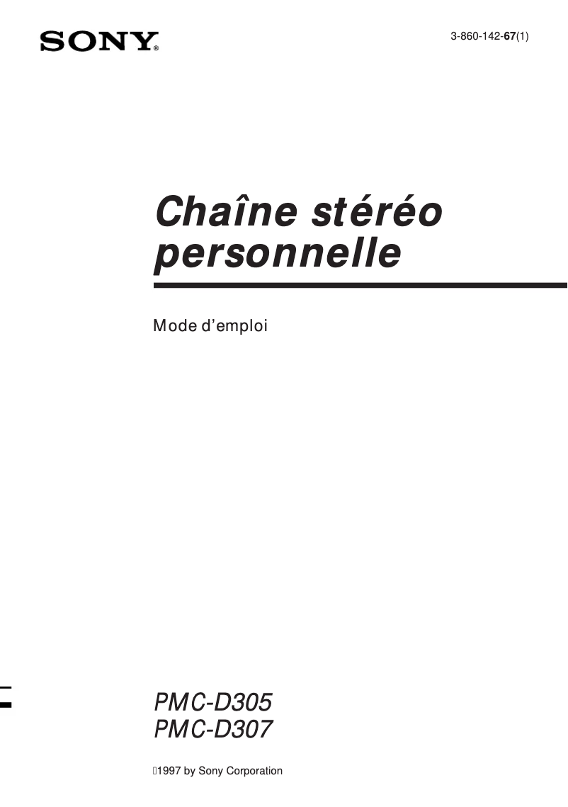 Page 1 de la notice Manuel utilisateur Sony PMC-D305