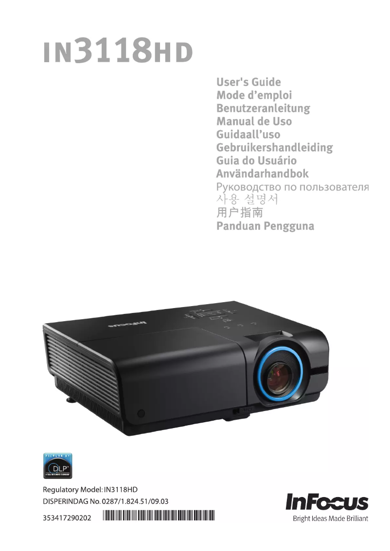 Page 1 de la notice Manuel utilisateur InFocus IN3118HD