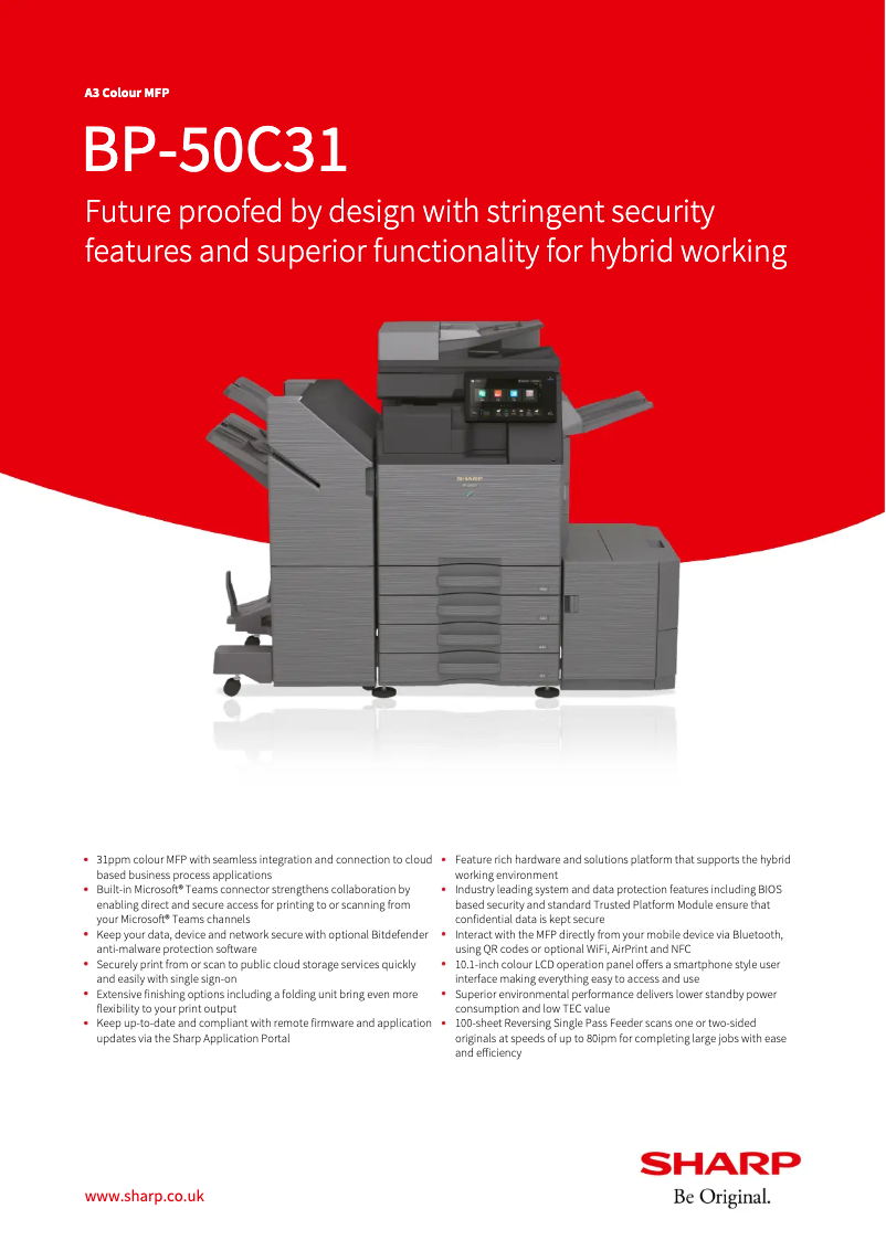 Página 1 del manual Ficha técnica Sharp BP-50C31