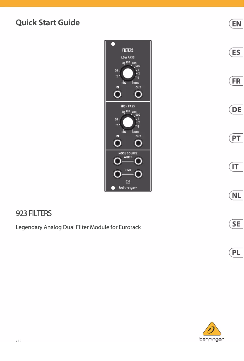 Image de la première page du manuel de l'appareil 923 Filters