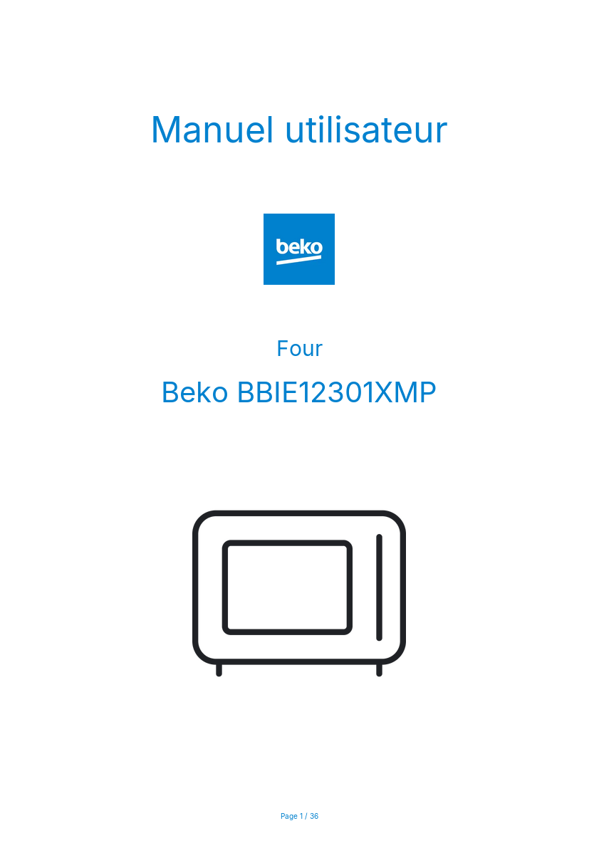 Page n°1 - Manuel utilisateur Beko BBIE12301XMP