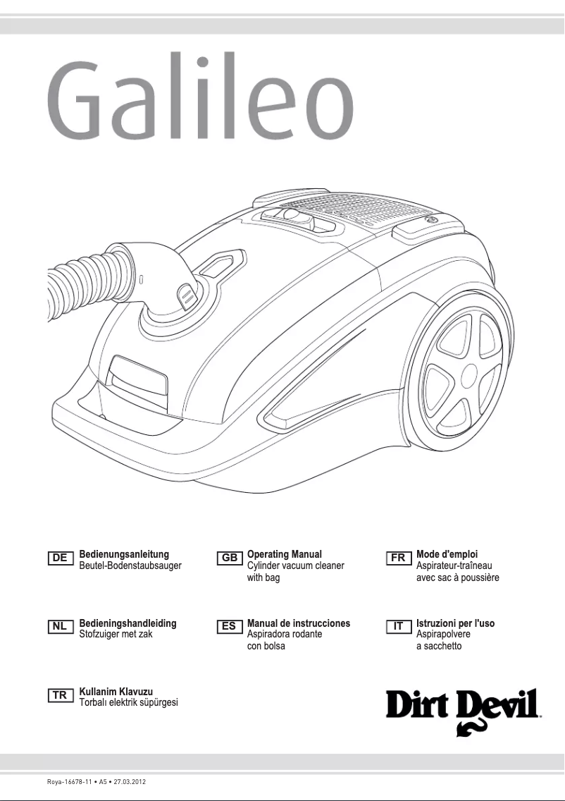 Page 1 de la notice Manuel utilisateur Dirt Devil Galileo M8000-8