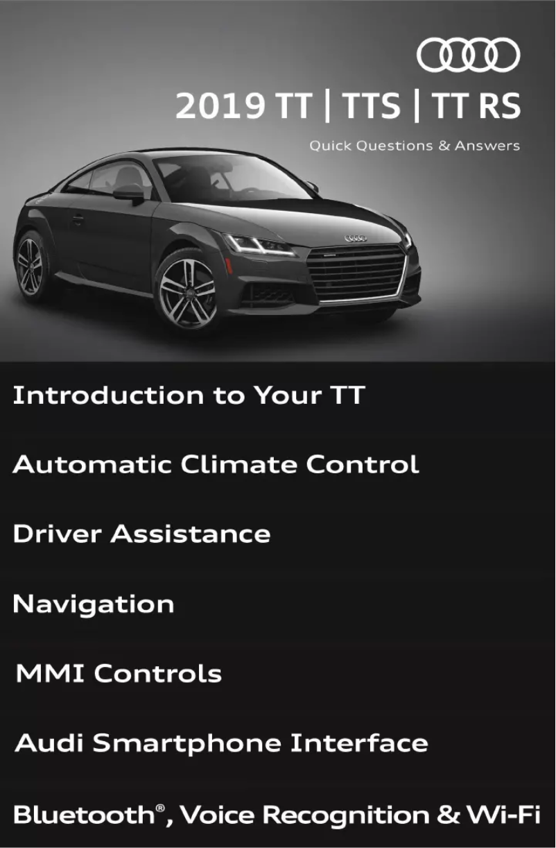 Page 1 de la notice Manuel utilisateur Audi TTS (2019)