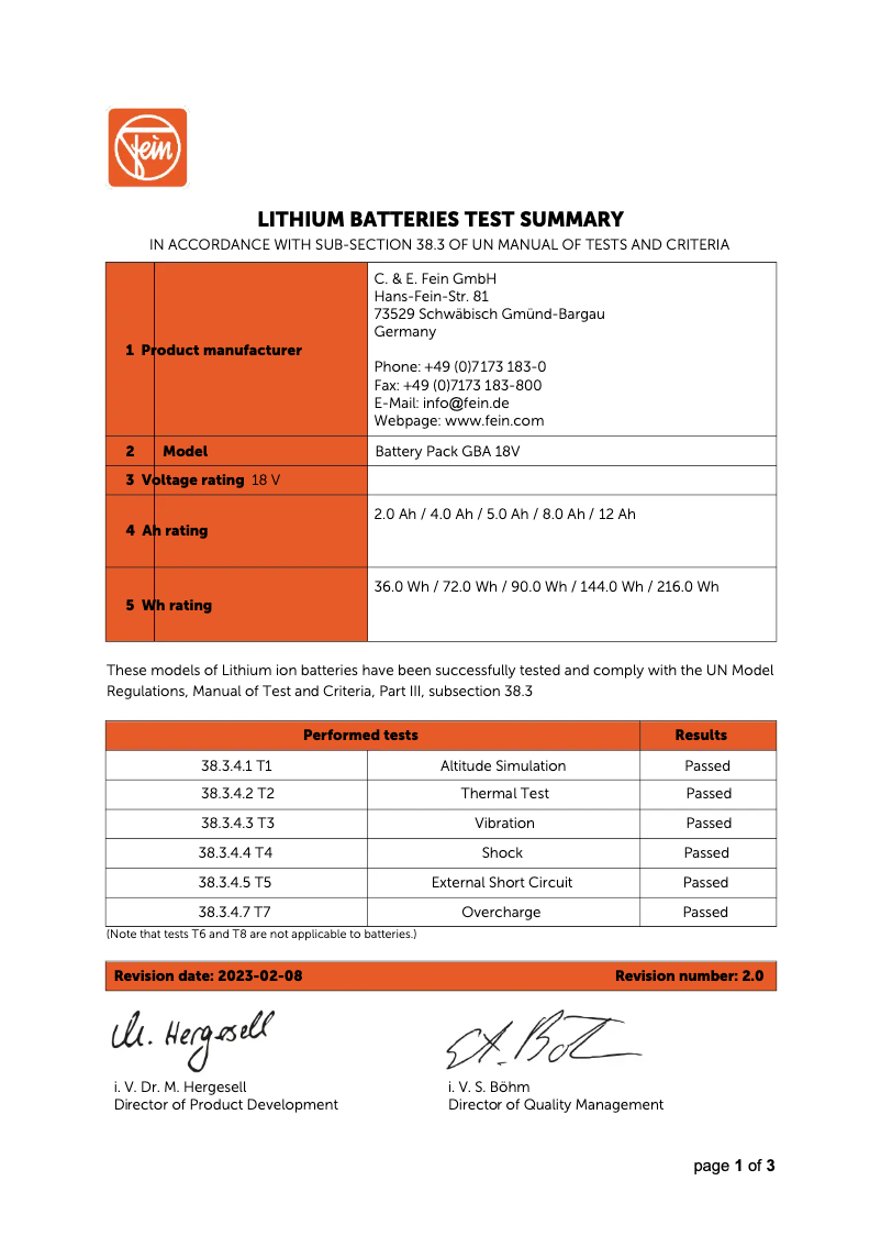 Página 1 del manual Instrucciones de seguridad Fein ProCORE 18 V