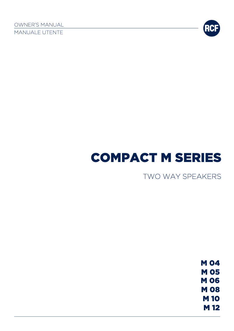 Page n°1 - Manuel utilisateur RCF Compact M 08