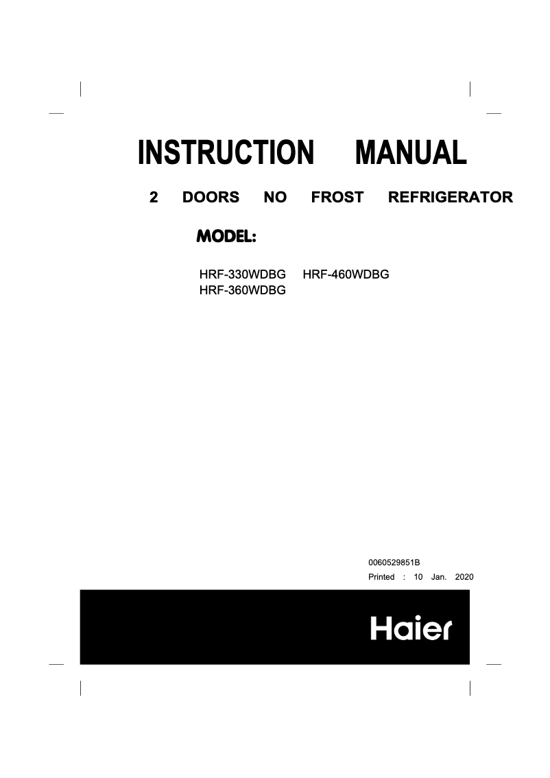 Imagen de la primera página del manual del dispositivo HRF-460WDBG
