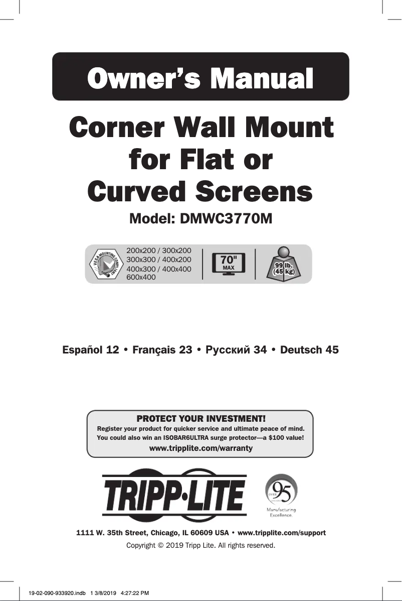 Page 1 de la notice Manuel utilisateur Tripp Lite DMWC3770M