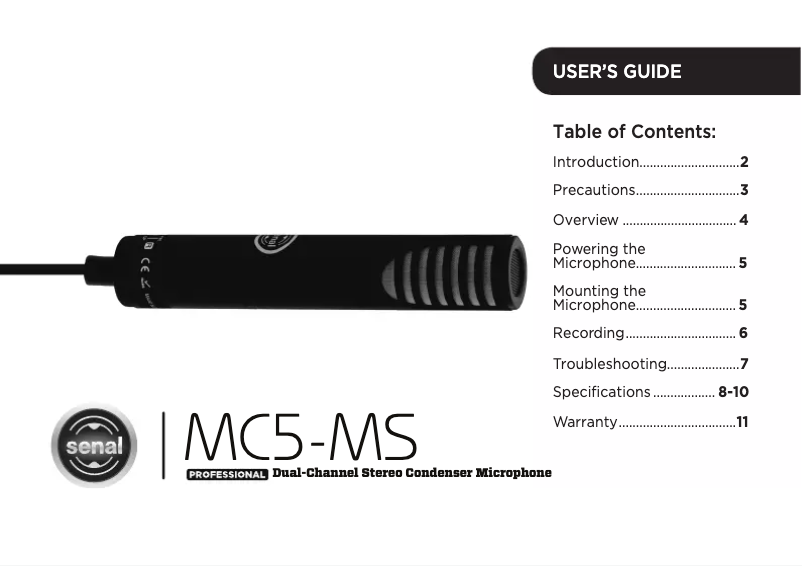 Page 1 de la notice Manuel utilisateur Senal MC5-MS