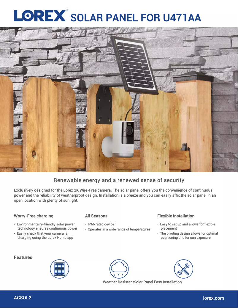 Page n°1 - Fiche technique Lorex ACSOL2B