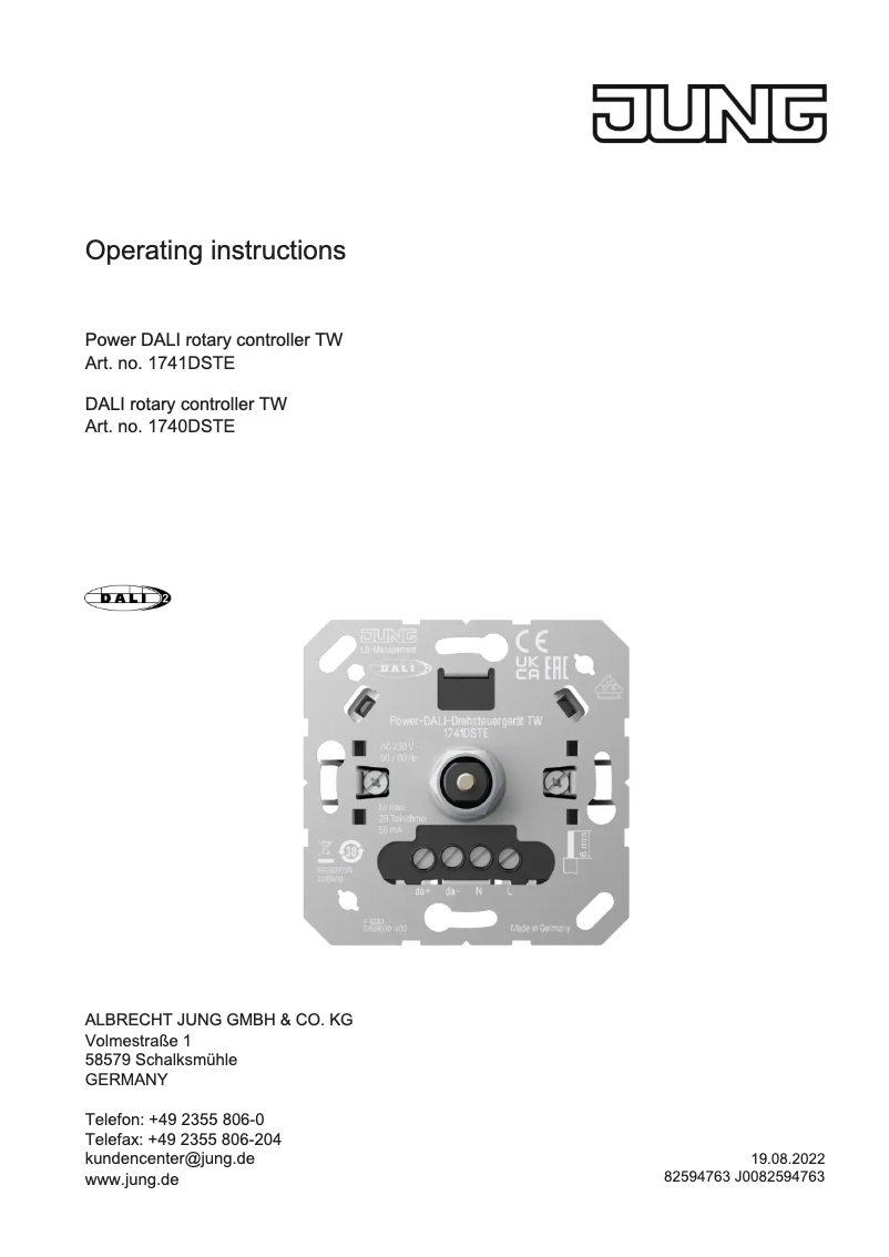 Página 1 del manual Manual de usuario JUNG 1741DSTE