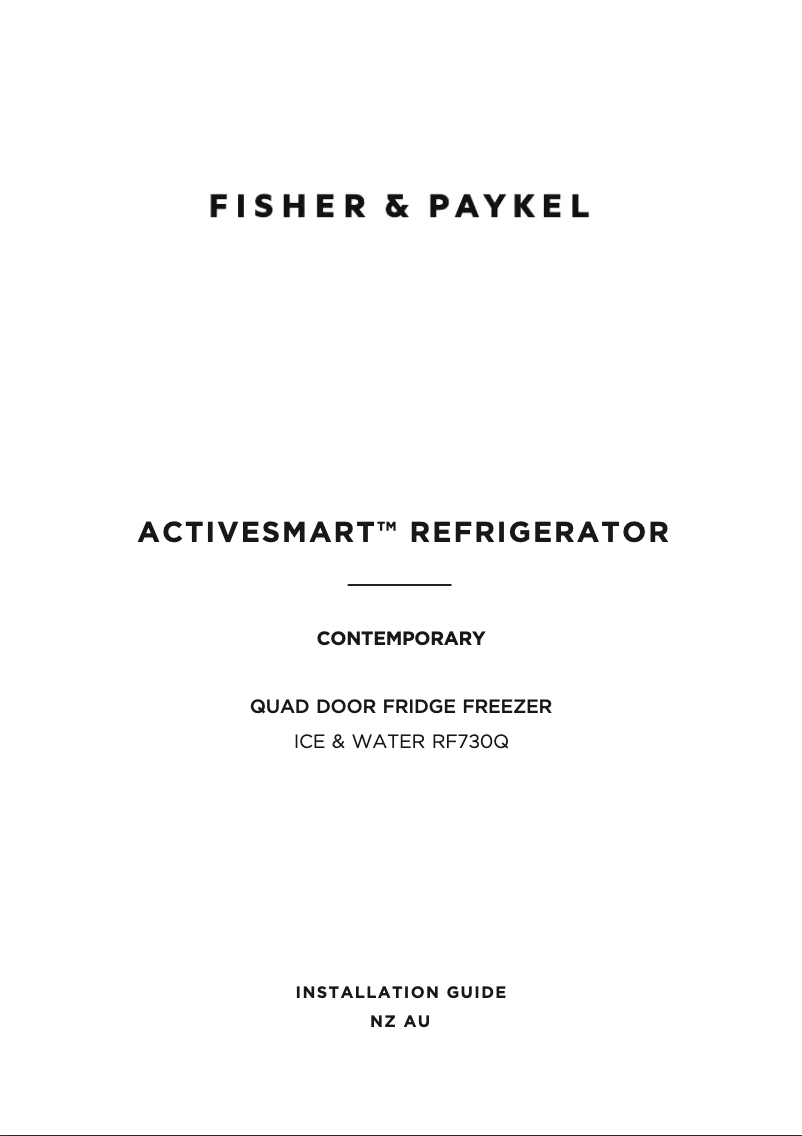 Página 1 del manual Guía de instalación Fisher & Paykel RF730QZUVB1