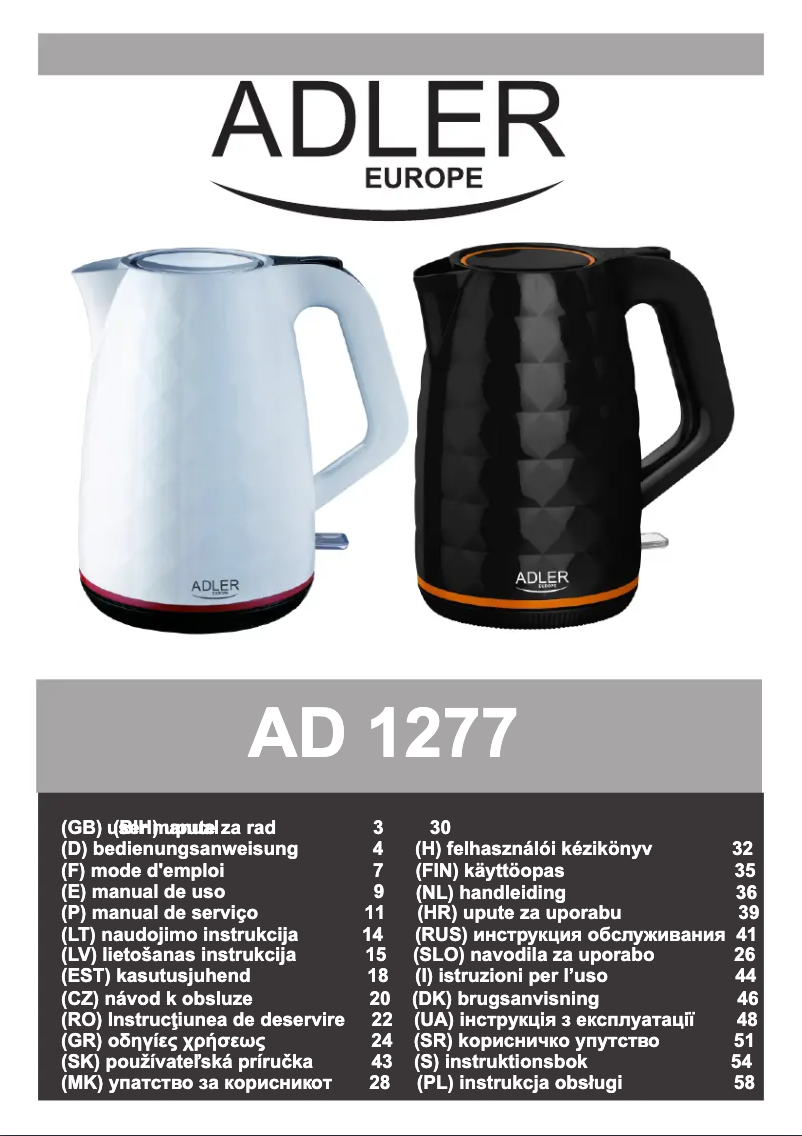 Page n°1 - Manuel utilisateur Adler AD 1277