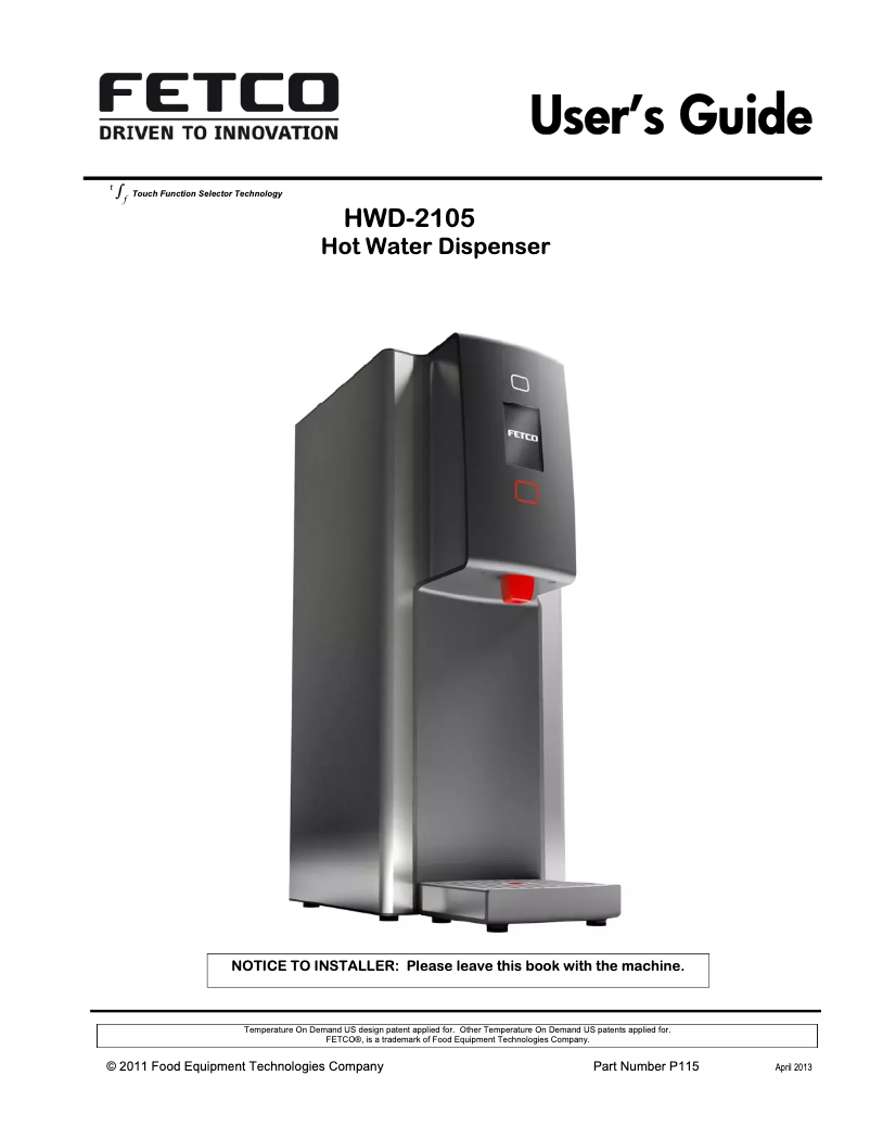 Image de la première page du manuel de l'appareil HWD-2105
