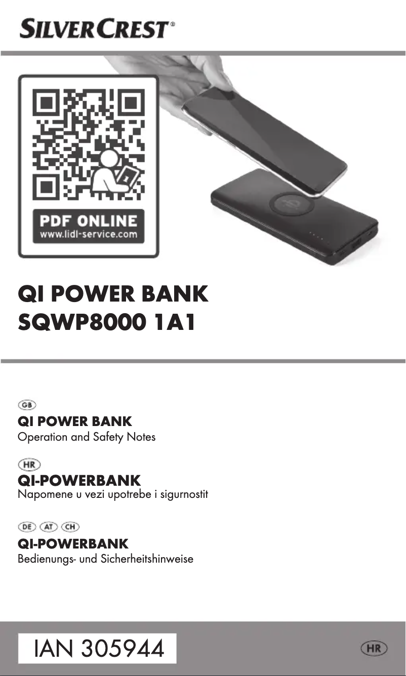 Page 1 de la notice Manuel utilisateur SilverCrest SQWP 8000 1A1