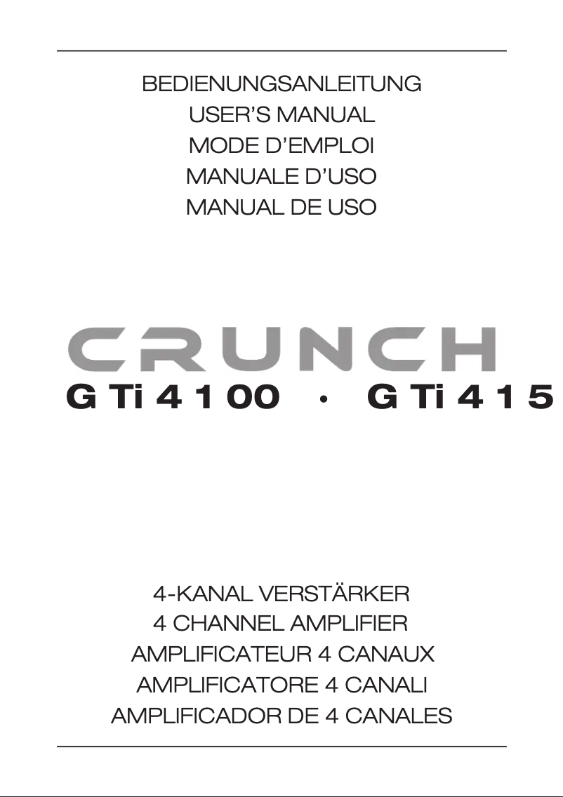 Page 1 de la notice Manuel utilisateur Crunch GTi-4150