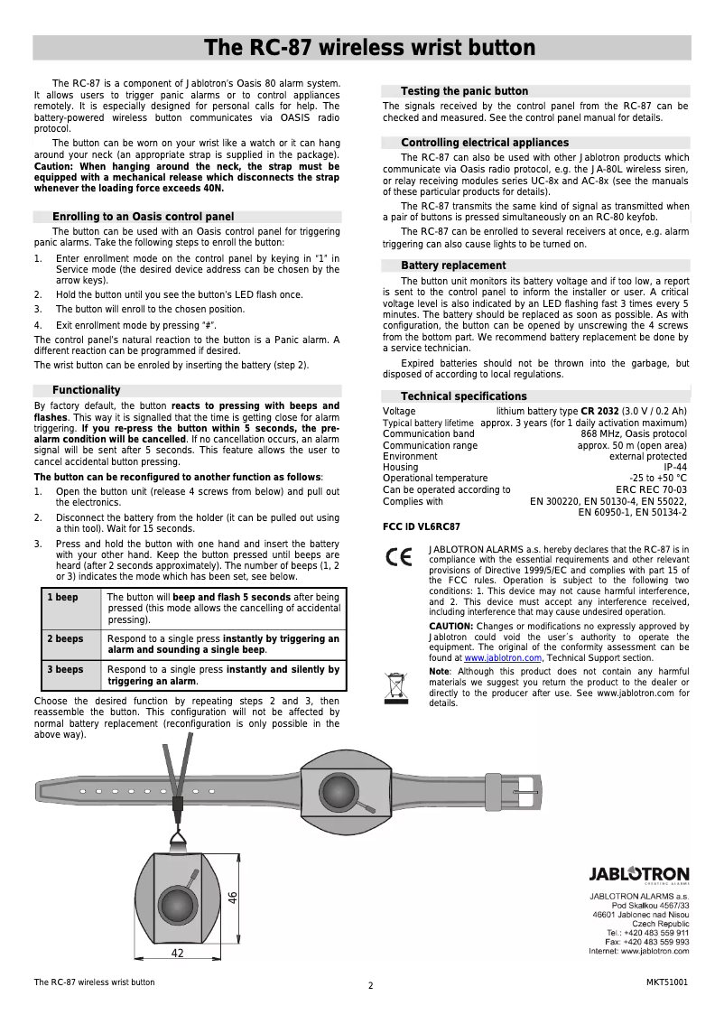 Page 1 de la notice Manuel utilisateur Joblotron RC-87