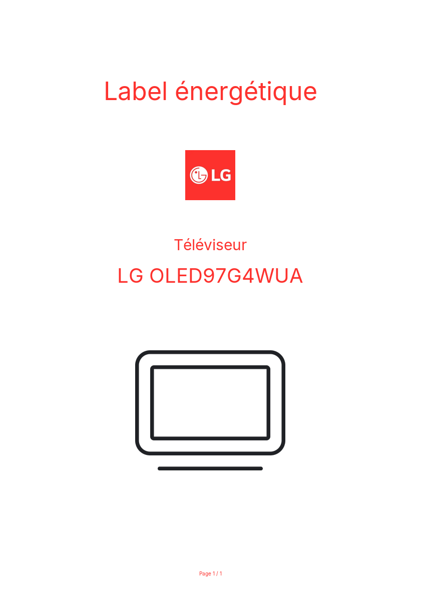 Page n°1 - Label énergétique LG OLED97G4WUA
