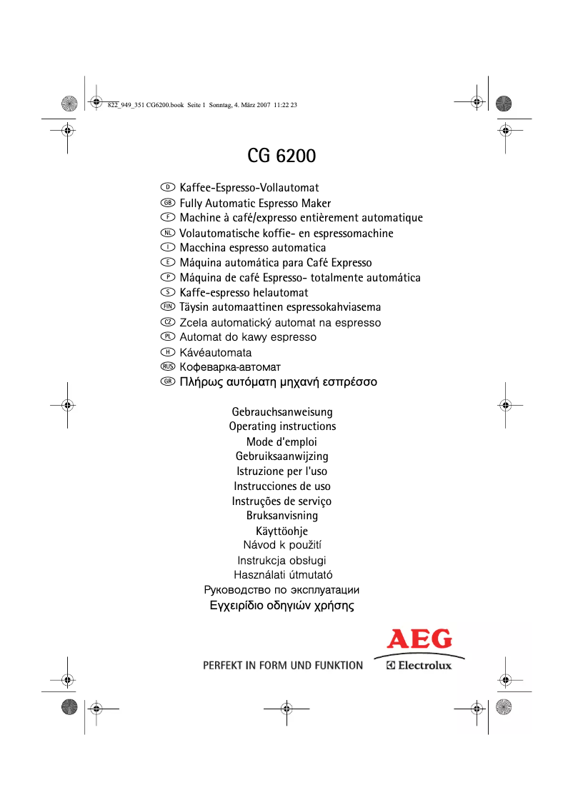 Image de la première page du manuel de l'appareil CG 6200