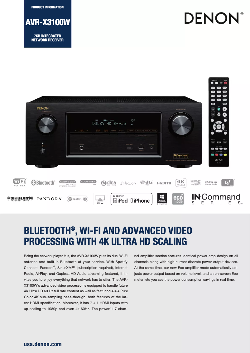 Page n°1 - Fiche technique Denon AVR-X3100W