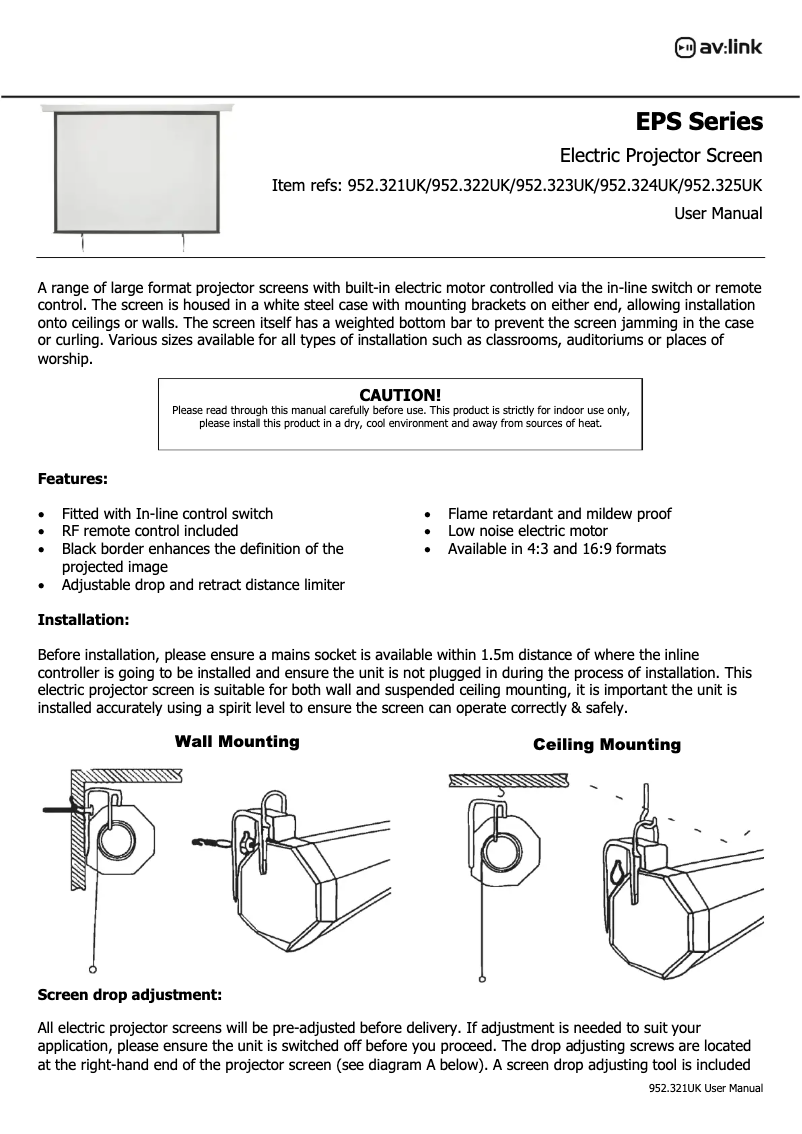 Page 1 de la notice Manuel utilisateur AV:link EPS120