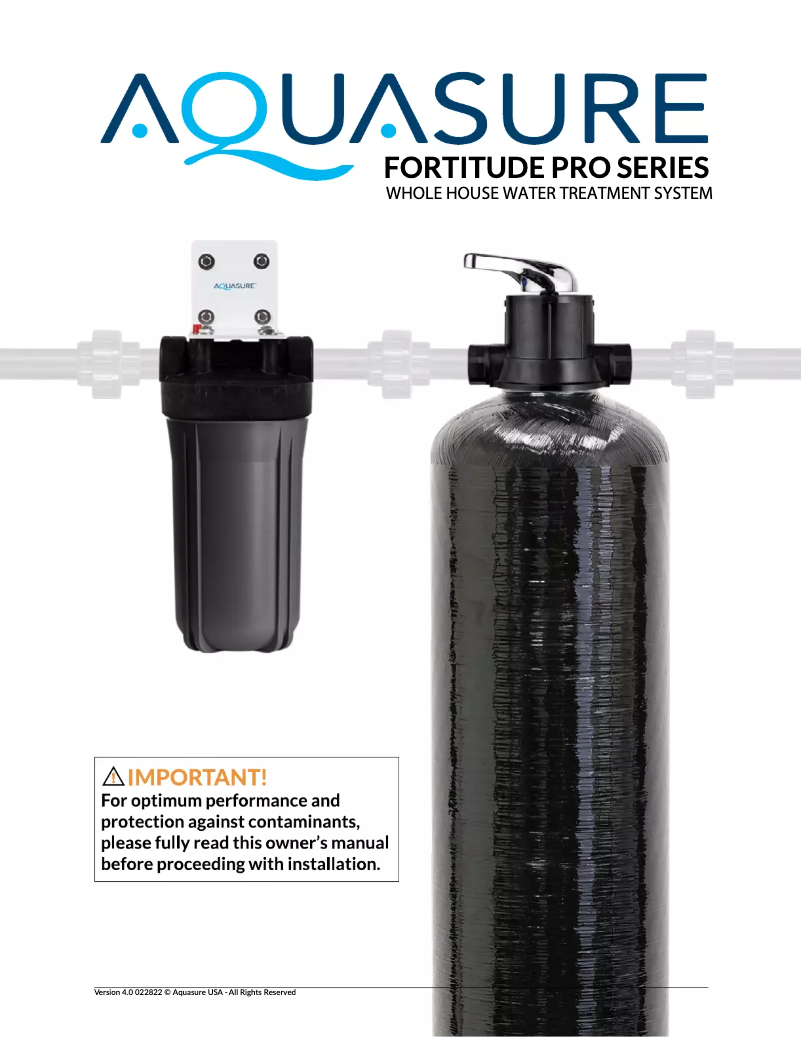 Page n°1 - Manuel utilisateur Aquasure AS-FP600