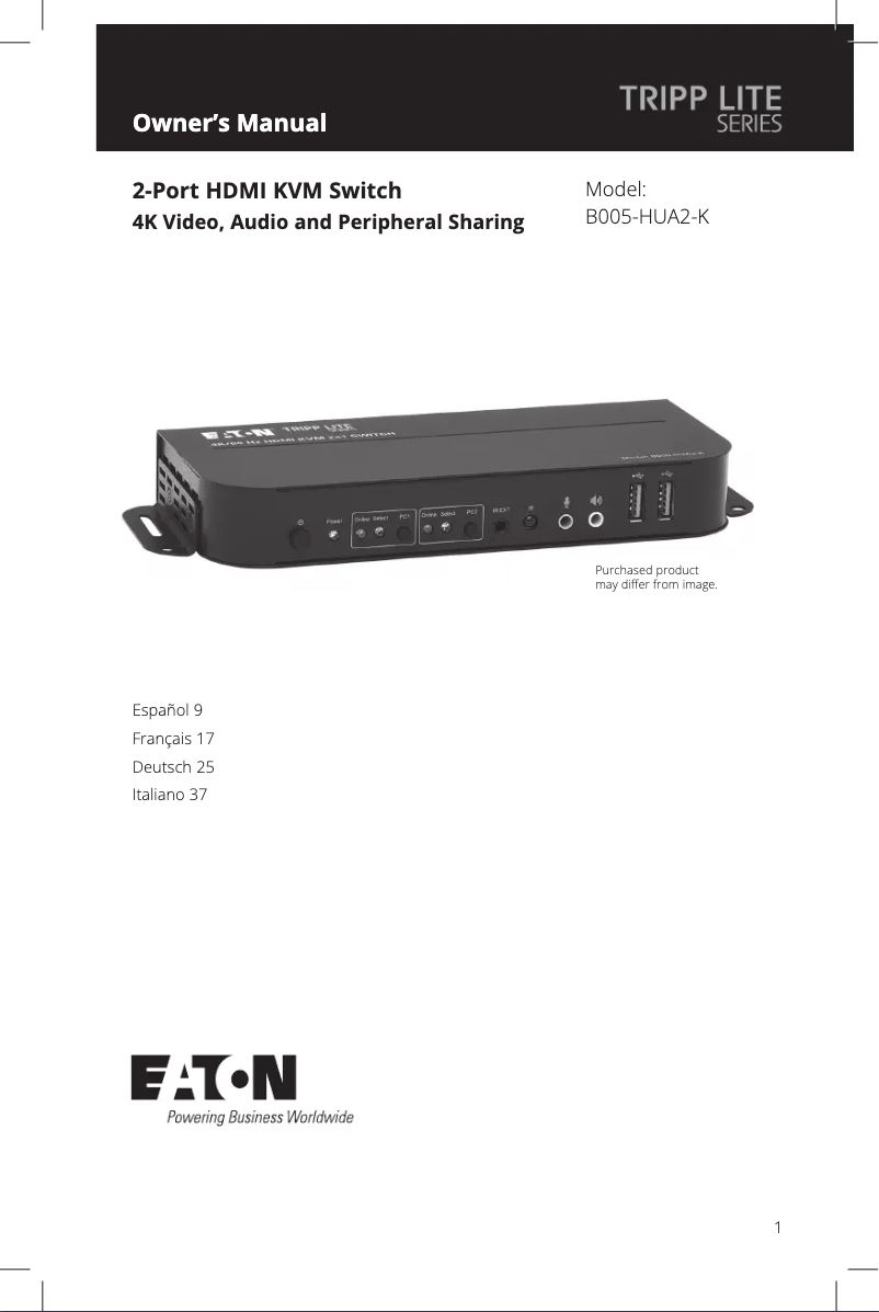 Page n°1 - Manuel utilisateur Tripp Lite B005-HUA2-K
