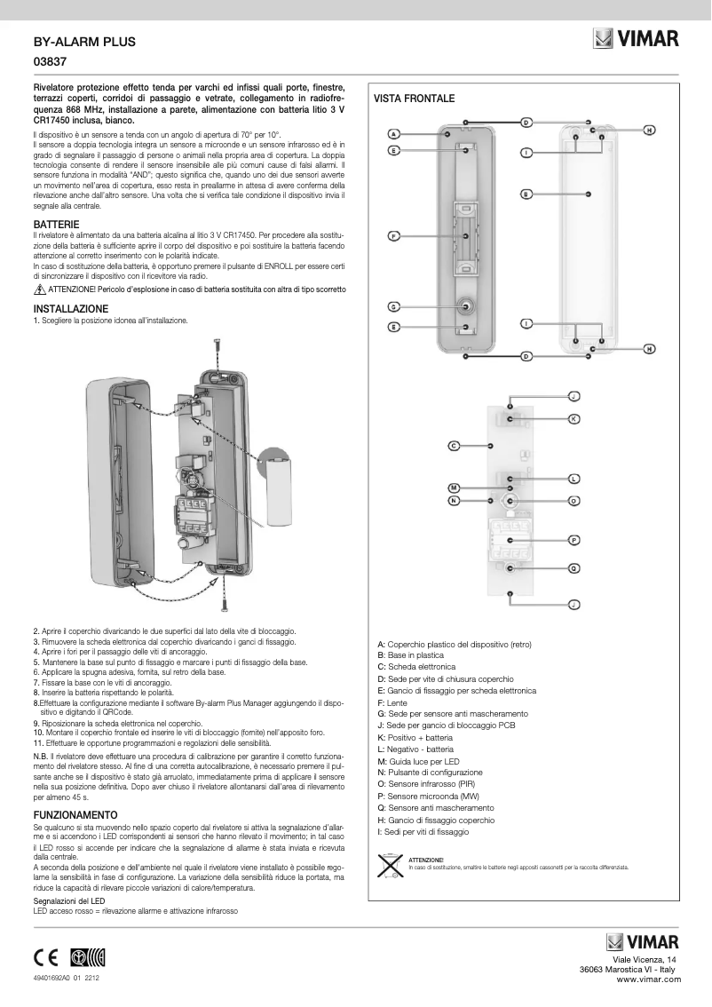 Page 1 de la notice Instructions / montage Vimar 03837