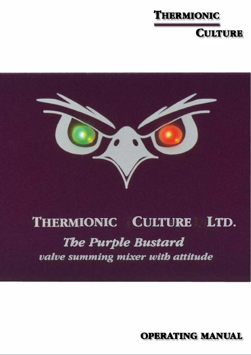 Page n°1 - Manuel utilisateur Thermionic Culture The Purple Bustard