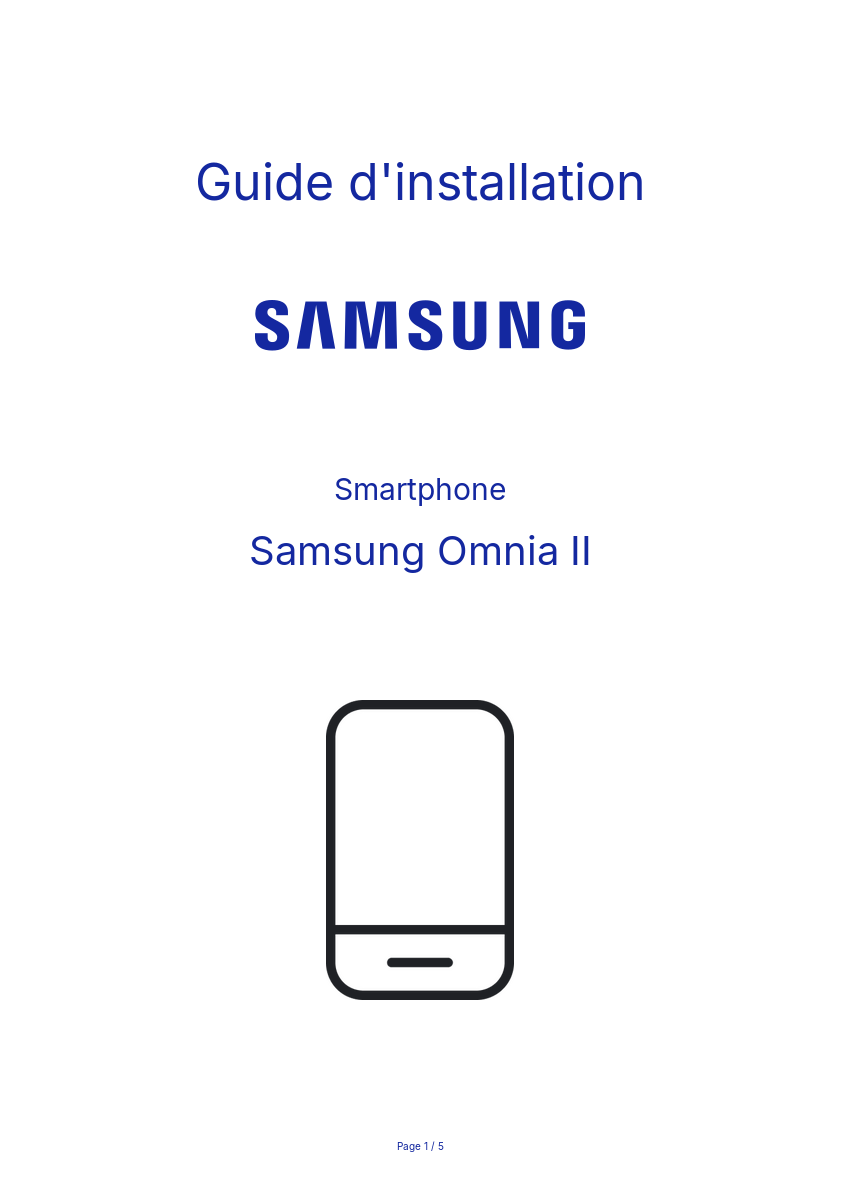 Page n°1 - Guide d'installation Samsung Omnia II
