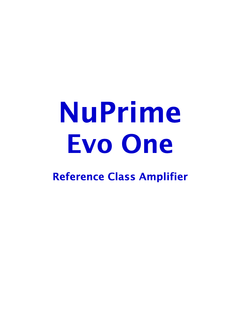 Page 1 de la notice Manuel utilisateur NuPrime Evo One