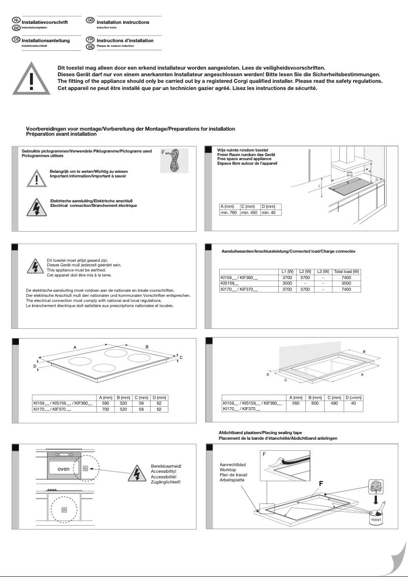 Page 1 de la notice Guide d'installation Etna KIF360ZT