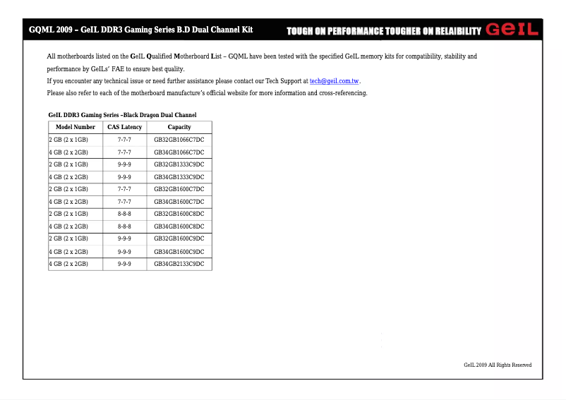 Page 1 de la notice Manuel utilisateur Geil GB34GB1333C6DC