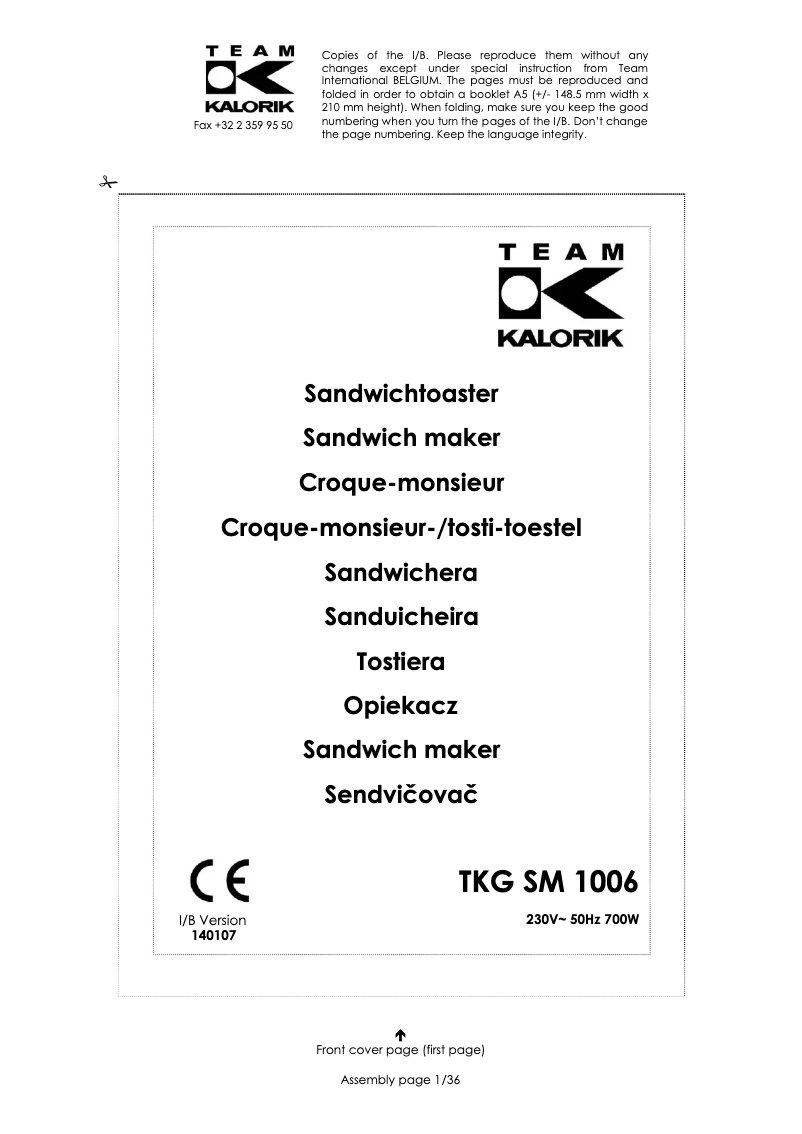 Página 1 del manual Manual de usuario Efbe-Schott TKG SM 1006 R