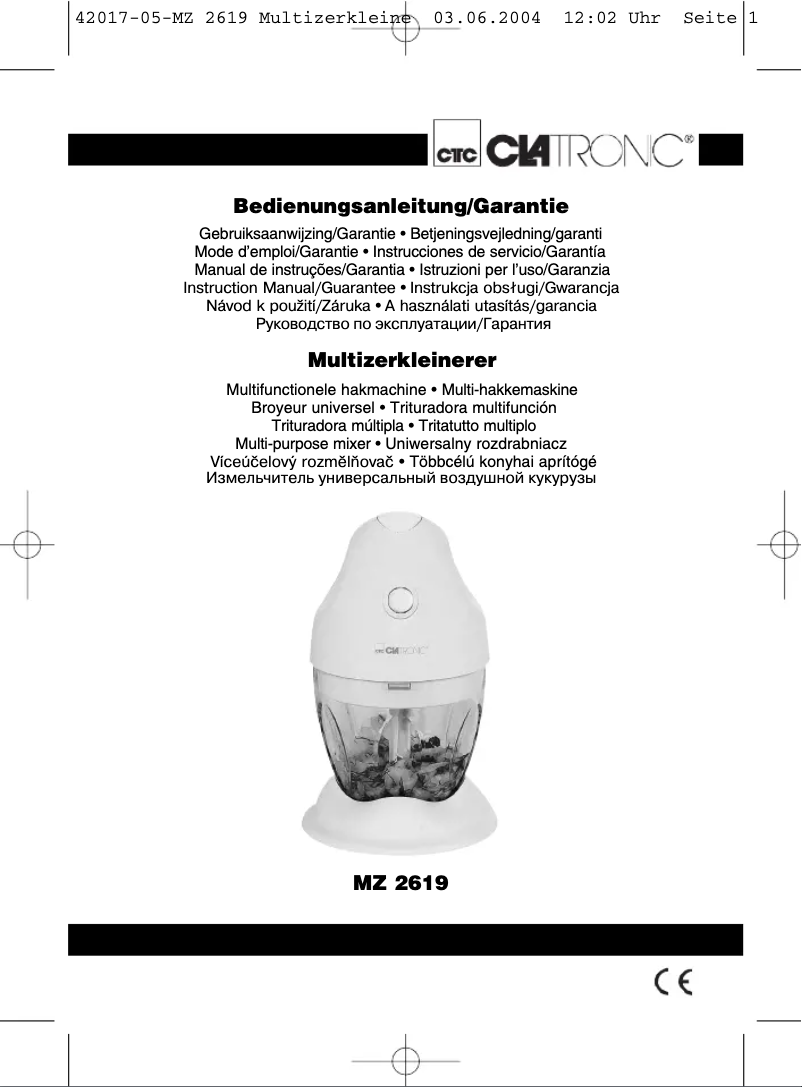 Page 1 de la notice Manuel utilisateur Clatronic MZ 2619